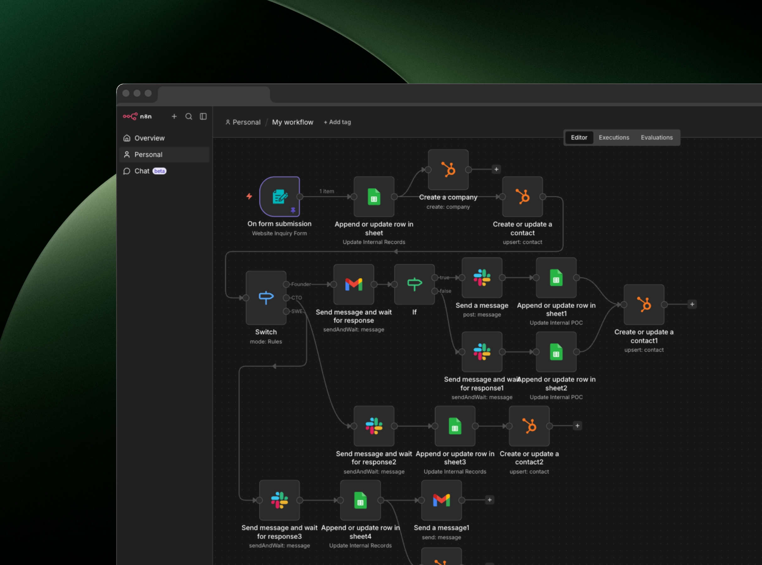 n8n PLG workflow visualization
